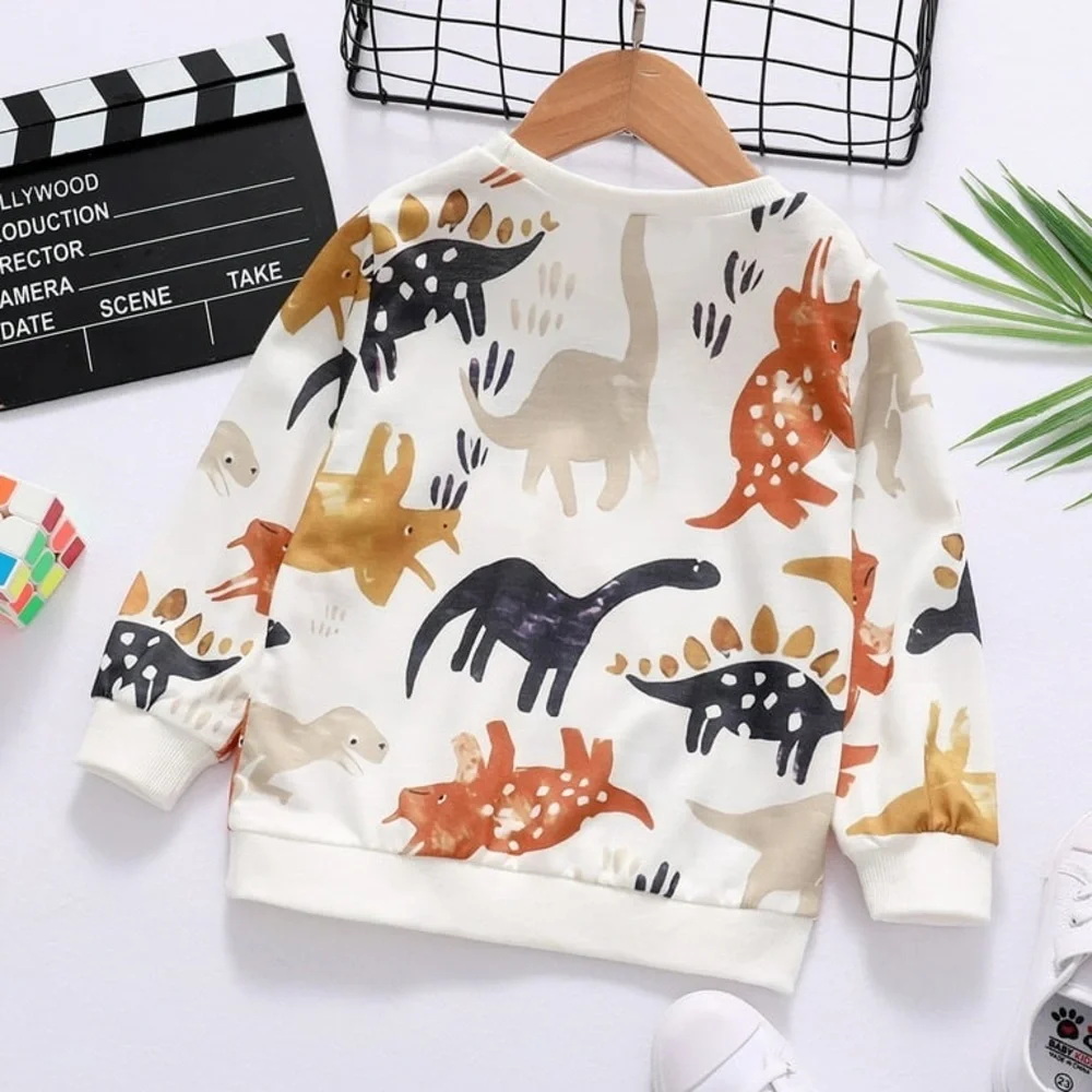 Dinosaur Print Kids Sweatshirt - Multicolor